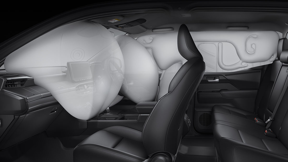 7 SRS Airbags Front Driver + Passenger + Driver Knee + Side + Curtain Shield Airbag