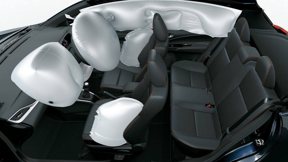 7 Airbags (Driver + Passenger); 2 Side Airbags; 2 Curtain Side Airbags; Driver Knee